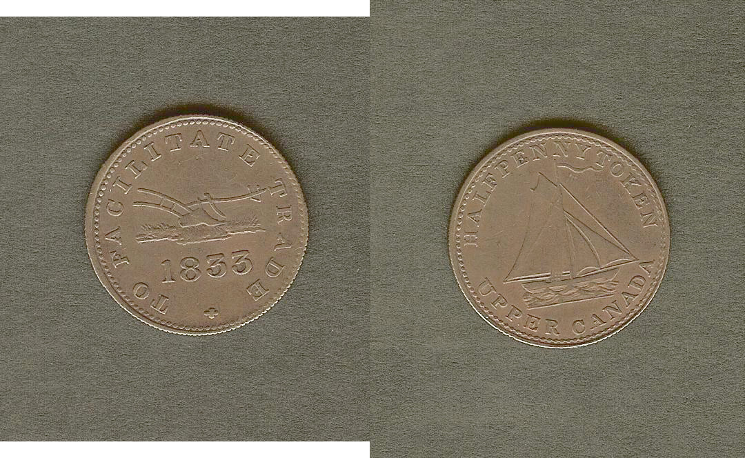 Canada haut Canada demi penny 1833 TTB+